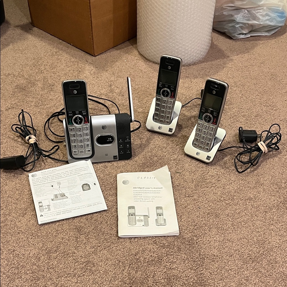 AT&T Cordless Phone Set with Base and Handsets CL82314